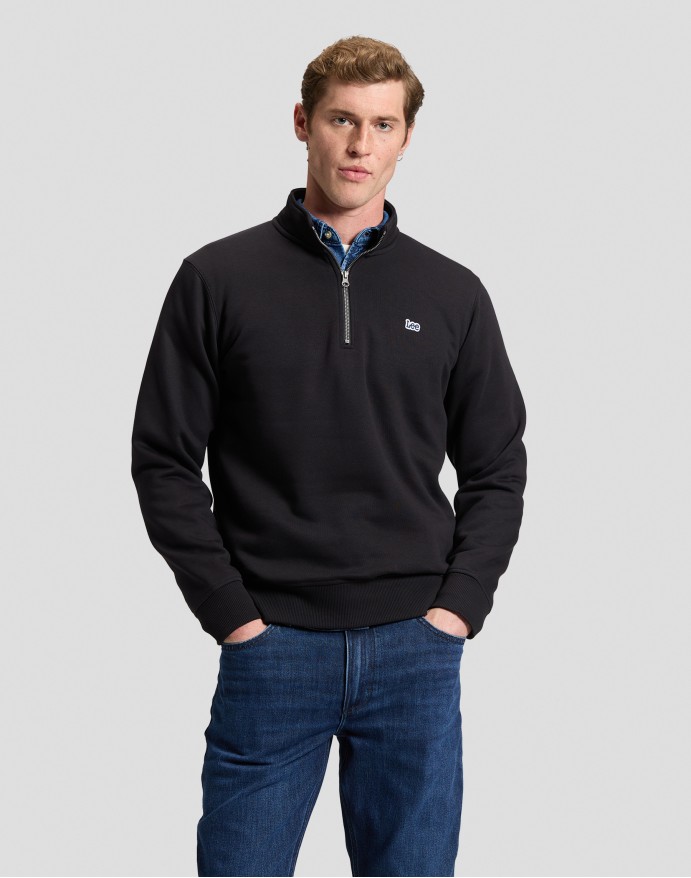 Lee Patch Half Zip Sws Black Ανδρικό Φούτερ 112386287
