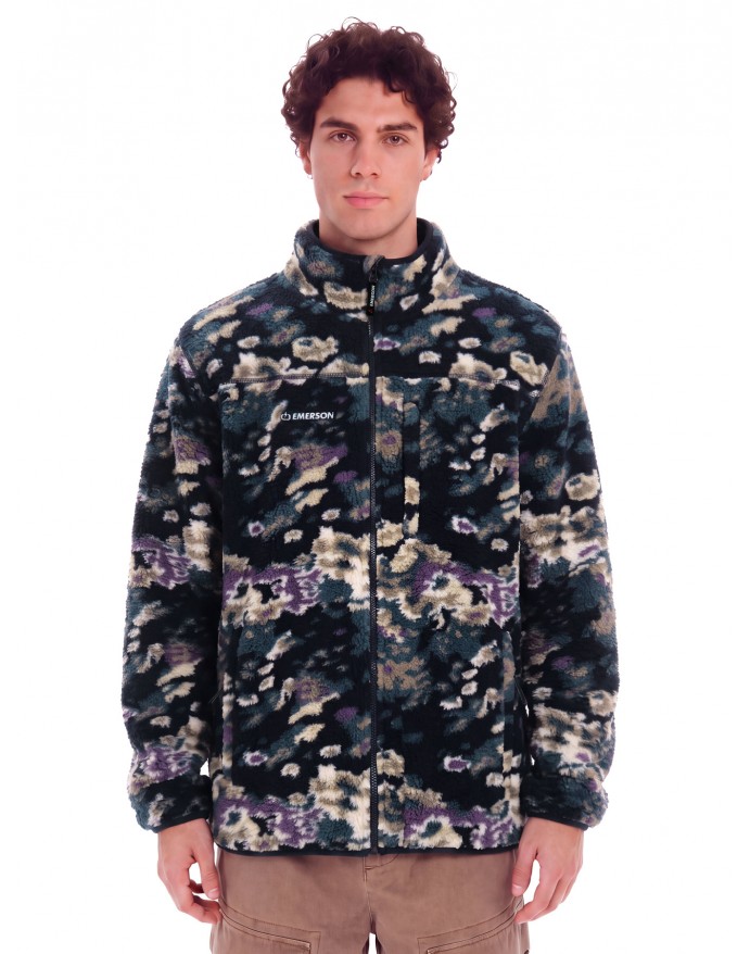 Emerson Ανδρική Fleece Ζακέτα με φερμουάρ PR627 Off Black 262.EM290.122