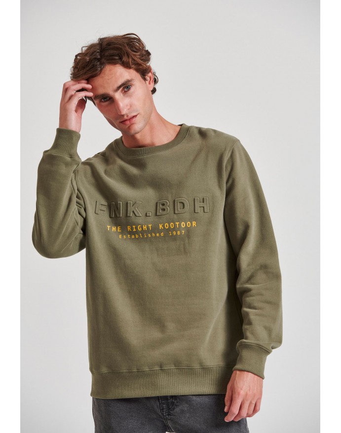 Ανδρικό φούτερ με embossed τύπωμα στο στήθος Funky Buddha Cement FBM010-017-06