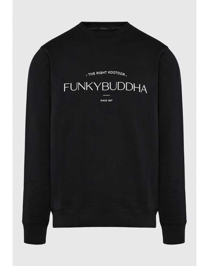 Funky Buddha Ανδρική Μπλούζα Φούτερ Crewneck με λογότυπο Black FBM014-006-06 Funky Buddha Ανδρική Μπλούζα Φούτερ Crewneck με λογότυπο Black FBM014-006-06