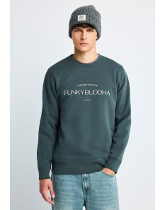 Funky Buddha Ανδρική Μπλούζα Φούτερ Crewneck με λογότυπο Green Storm FBM014-006-06
