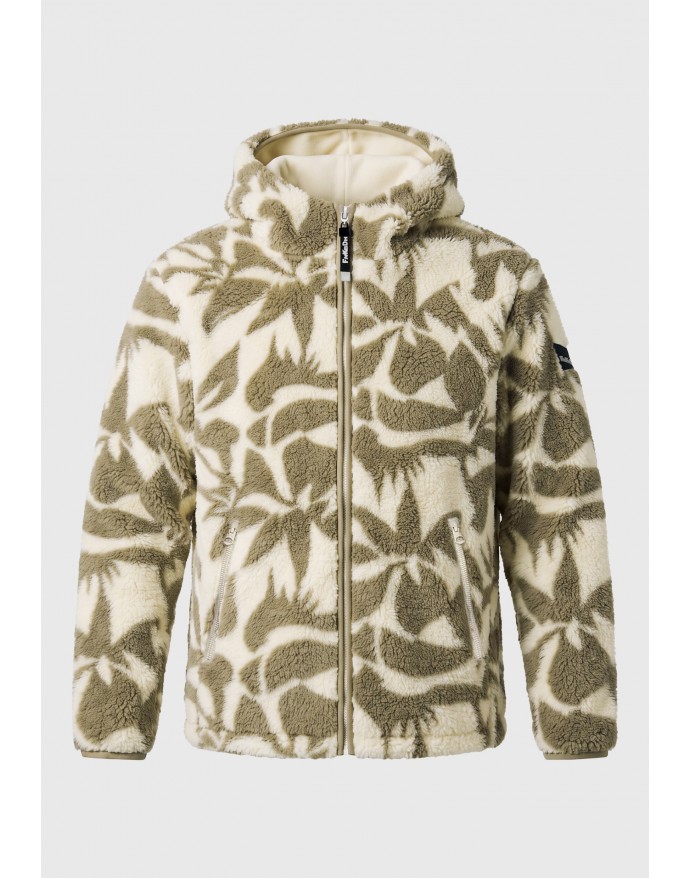 Funky Buddha Ανδρική fleece ζακέτα με κουκούλα και jacquard μοτίβο Chalk FBM014-072-06