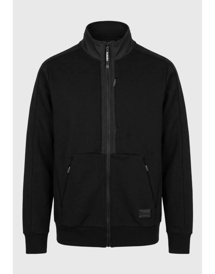 Funky Buddha Ανδρική ζακέτα φούτερ με όρθιο γιακά Black FBM014-082-06 Funky Buddha Ανδρική ζακέτα φούτερ με όρθιο γιακά Black FBM014-082-06