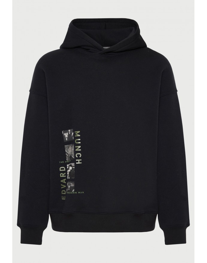 Unisex φούτερ με κουκούλα relaxed fit The Anxienty - Funky Buddha x apoh London Black FBU014-612-06
