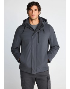 Funky Buddha Ανδρικό μπουφάν softshell με αποσπώμενη κουκούλα Dk Grey FBM014-020-01