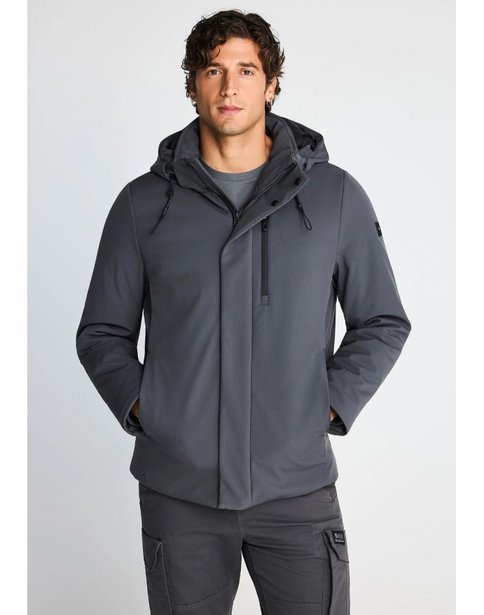 Funky Buddha Ανδρικό μπουφάν softshell με αποσπώμενη κουκούλα Dk Grey FBM014-020-01