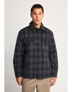 Funky Buddha Ανδρικό Καρό Jacket με εσωτερική καπιτονέ επένδυση Anthracite FBM014-072-01
