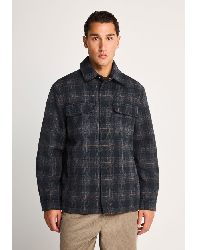 Funky Buddha Ανδρικό Καρό Jacket με εσωτερική καπιτονέ επένδυση Anthracite FBM014-072-01 Funky Buddha Ανδρικό Καρό Jacket με εσωτερική καπιτονέ επένδυση Anthracite FBM014-072-01
