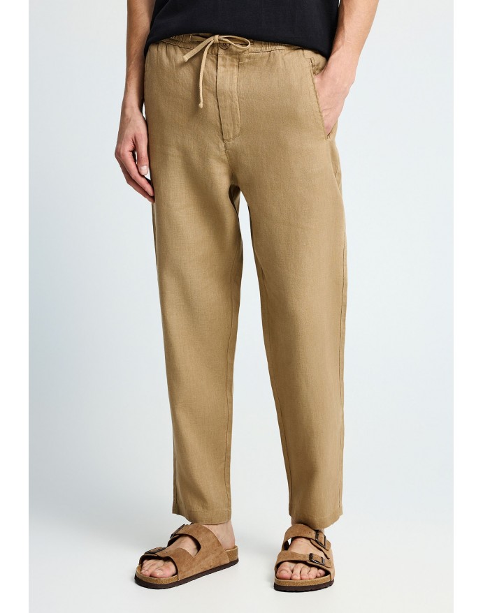 Funky Buddha Ανδρικό Comfort Fit Λινό Chino Παντελόνι Warm Sand FBM013-011-02
