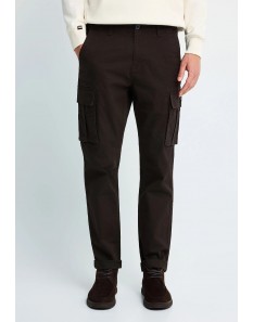 Funky Buddha Ανδρικό cargo παντελόνι mid-rise από ελαστικό βαμβάκι Bitter Chocolate FBM014-002-02