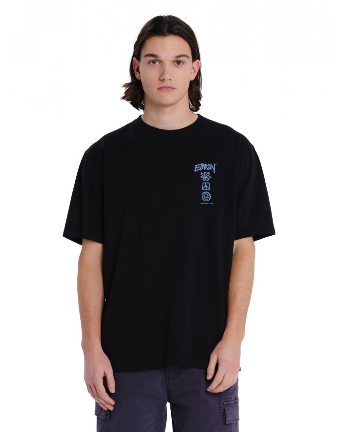 Emerson Ανδρικό T-Shirt με τύπωμα στην πλάτη Black 261.EM33.47 Emerson Ανδρικό T-Shirt με τύπωμα στην πλάτη Black 261.EM33.47