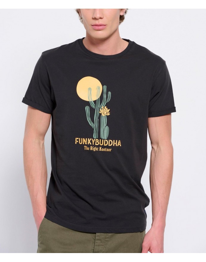 Funky Buddha Ανδρικό T-Shirt με τύπωμα Anthracite FBM007-370-04