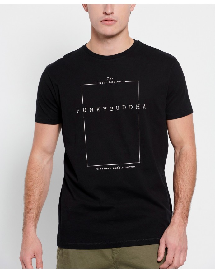 Funky Buddha Ανδρικό T-Shirt με τύπωμα Black FBM007-380-04