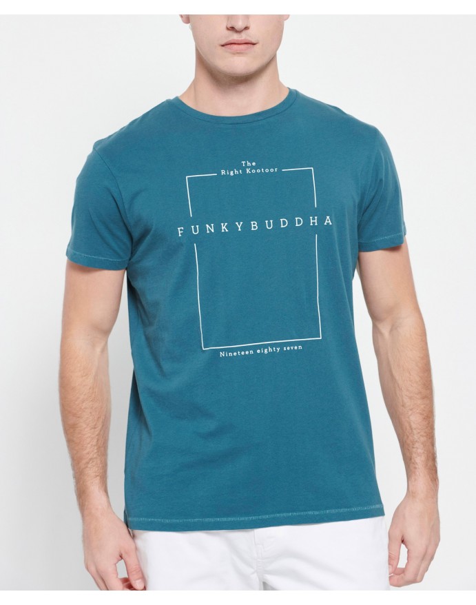 Funky Buddha Ανδρικό T-Shirt με τύπωμα Deep Green FBM007-380-04