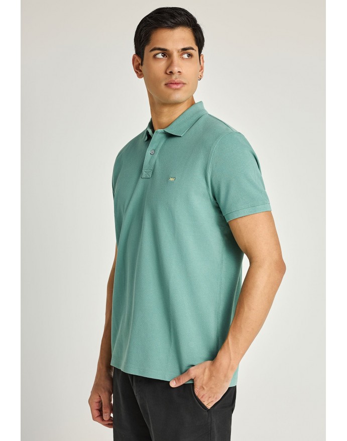 Funky Buddha Ανδρική Κοντομάνικη Μπλούζα Polo Pique Green Lake FBM013-001-11