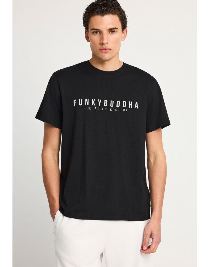Funky Buddha Ανδρικό T-Shirt με τύπωμα Black FBM013-011-04