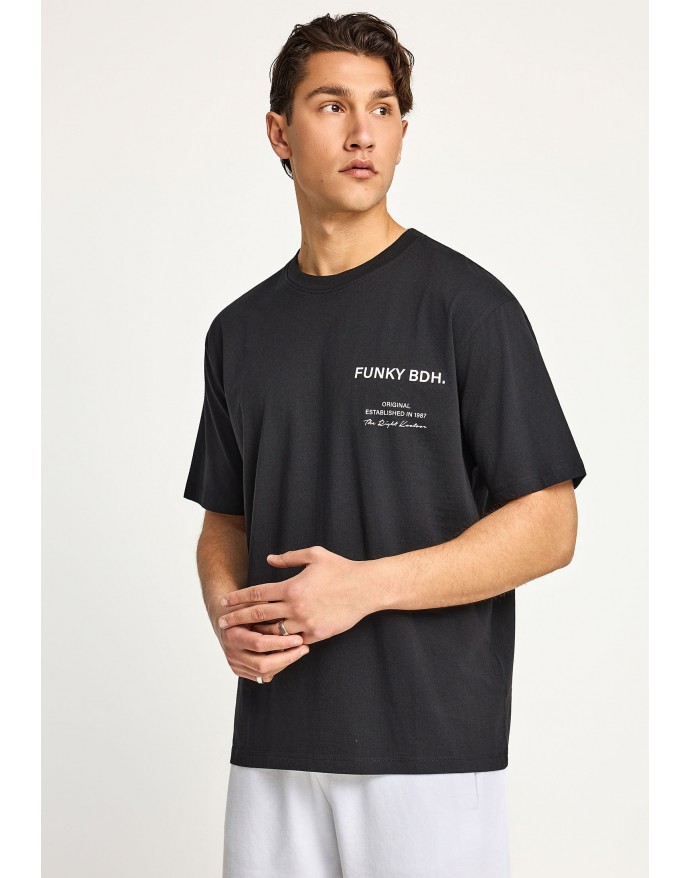 Funky Buddha Ανδρικό Βαμβακερό T-Shirt με τύπωμα Black FBM013-015-04
