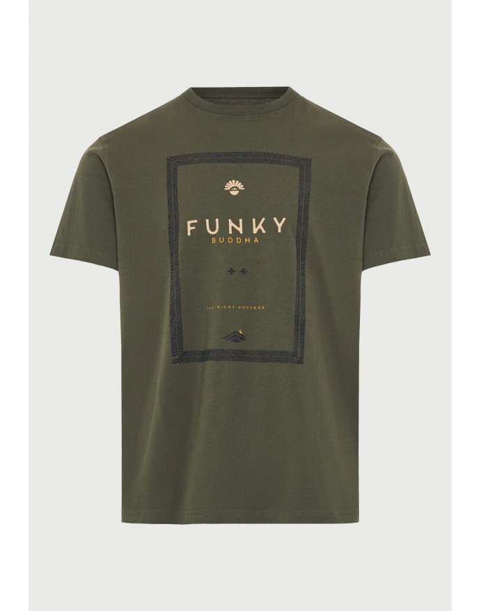 Funky Buddha Ανδρικό Βαμβακερό T-Shirt με τύπωμα Deep Forest FBM013-044-04