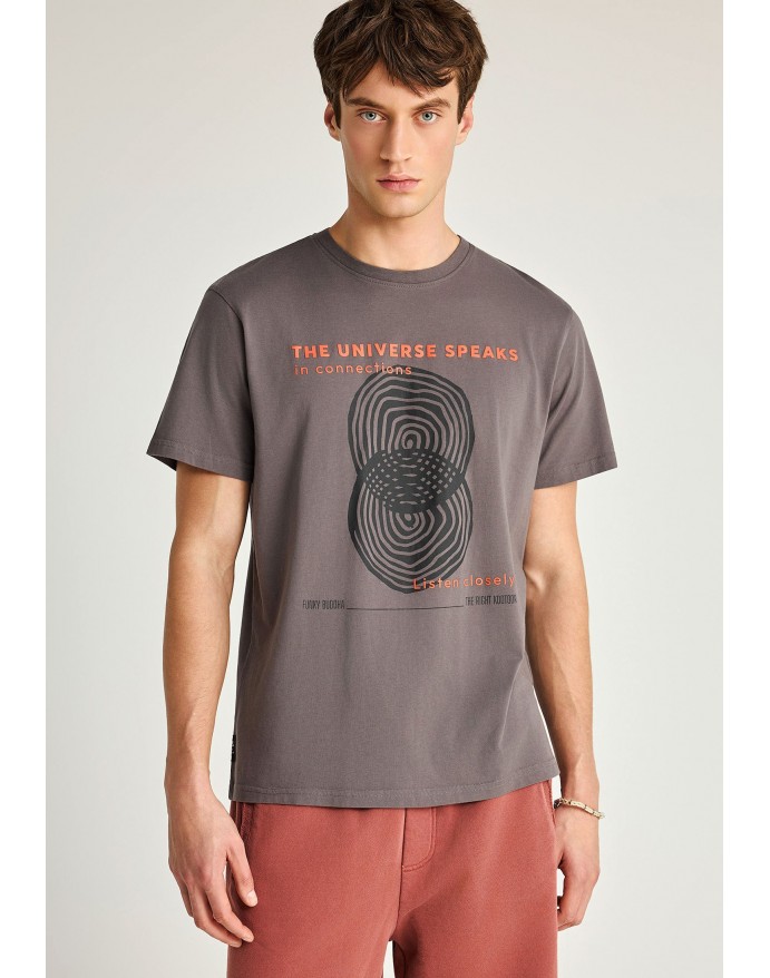 Funky Buddha Ανδρικό T-Shirt από οργανικό βαμβάκι με τύπωμα Moon Mist FBM013-045-04