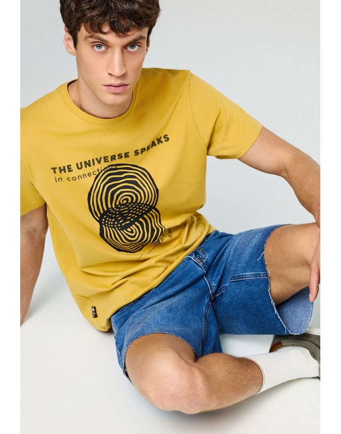 Funky Buddha Ανδρικό T-Shirt από οργανικό βαμβάκι με τύπωμα Oil Yellow FBM013-045-04