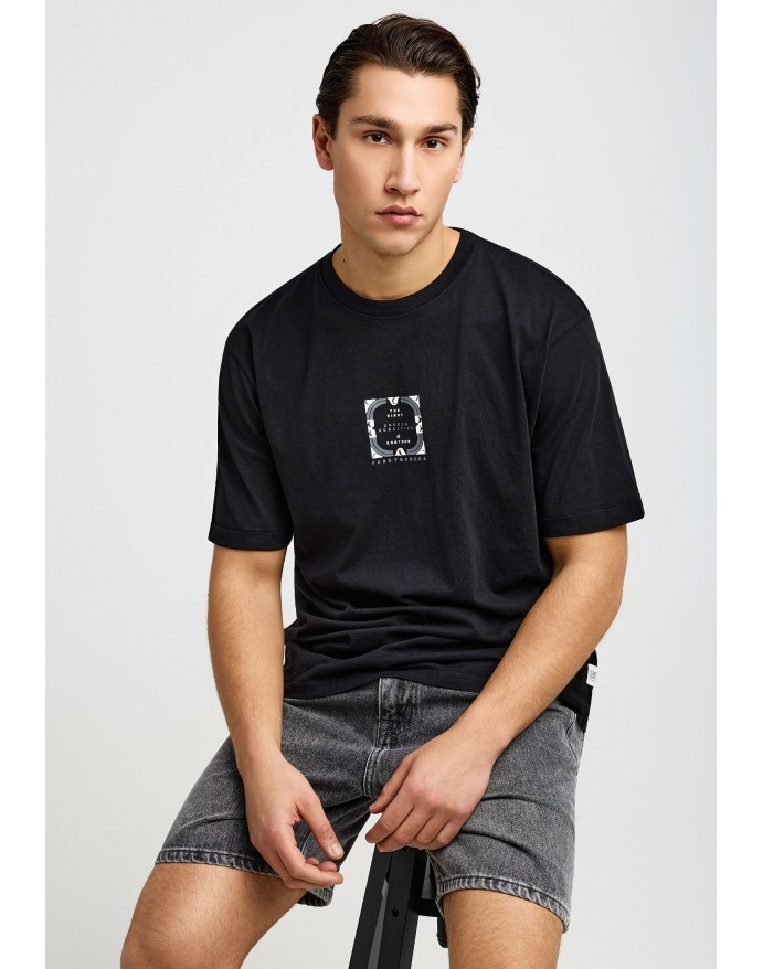 Funky Buddha Ανδρικό Relaxed T-Shirt με τύπωμα στην πλάτη Black FBM013-050-04 Funky Buddha Ανδρικό Relaxed T-Shirt με τύπωμα στην πλάτη Black FBM013-050-04