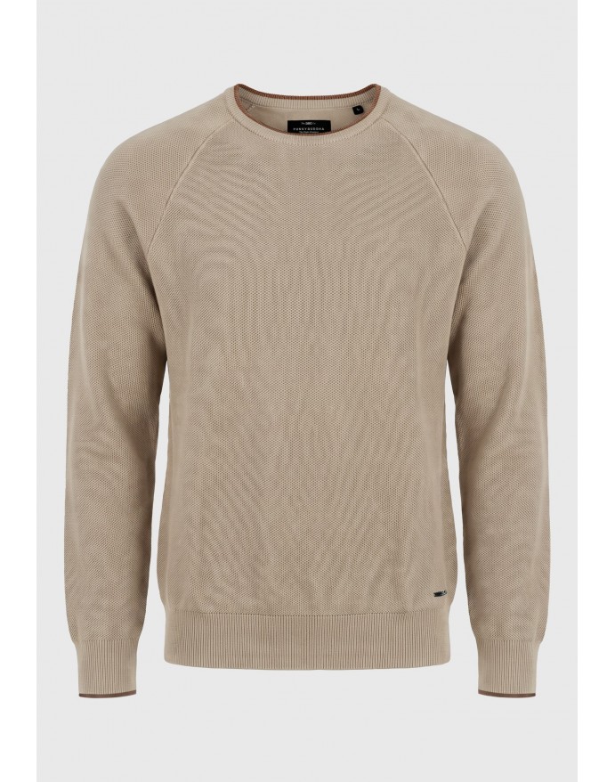 Funky Buddha Ανδρικό πουλόβερ με raglan μανίκια Beige FBM014-015-09
