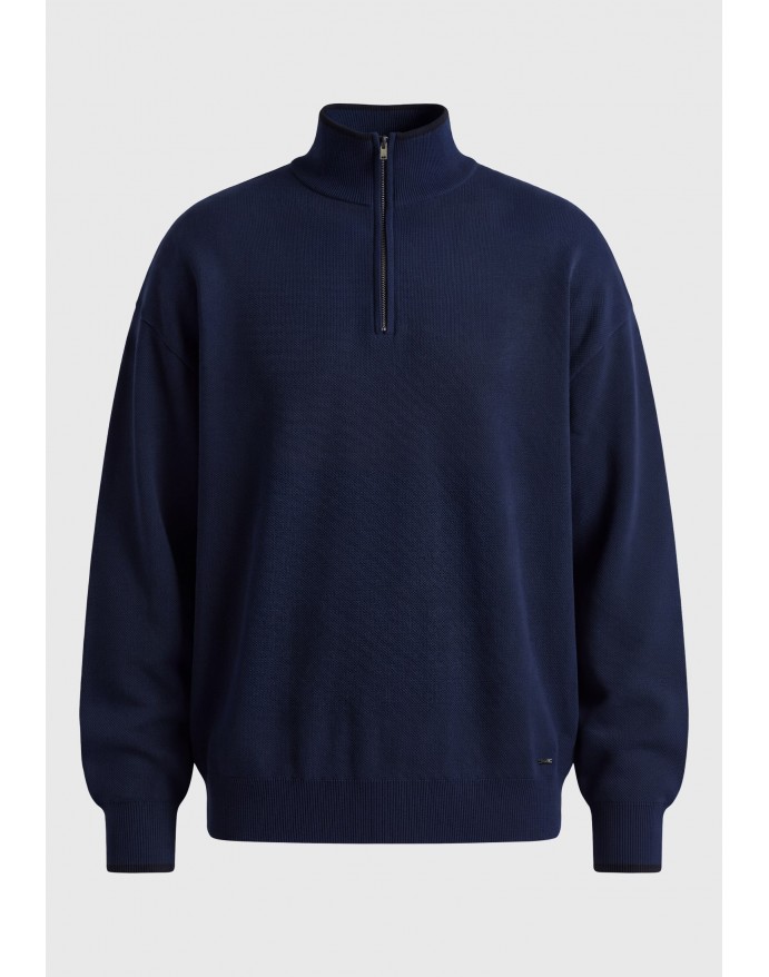 Funky Buddha Ανδρικό πουλόβερ με half-zip στη λαιμόκοψη Navy FBM014-017-09