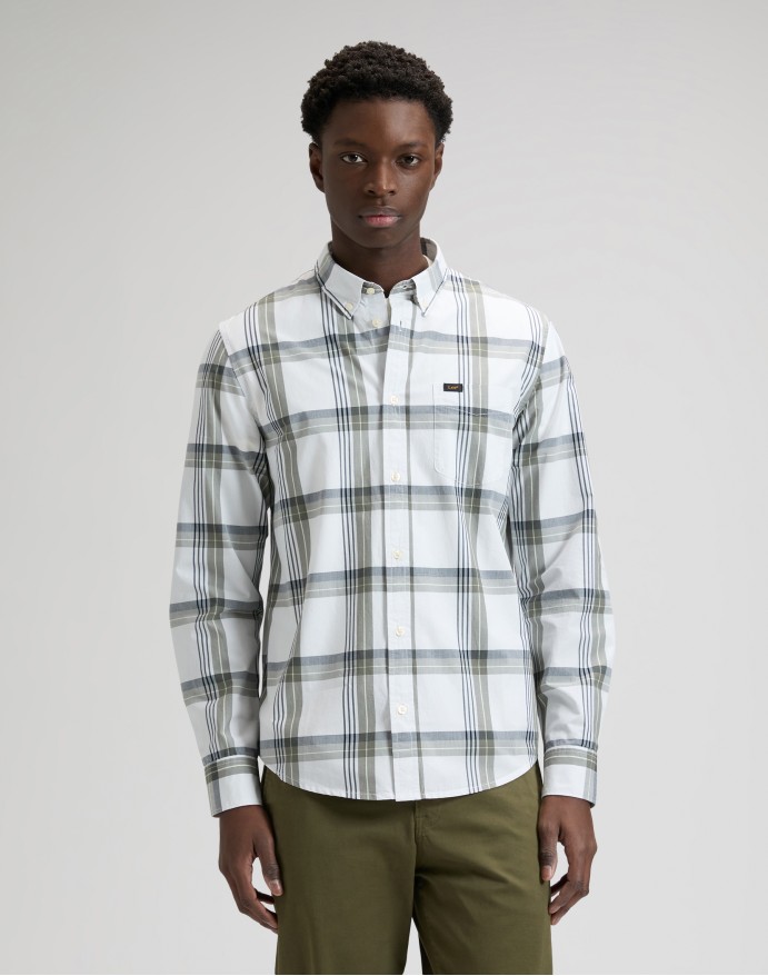 Lee Button Down Lichen Navy Plaid Ανδρικό Καρό Πουκάμισο 112376563