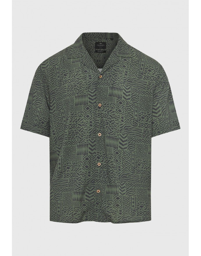 Funky Buddha Ανδρικό Κοντομάνικο Πουκάμισο με τύπωμα Deep Forest FBM013-025-05