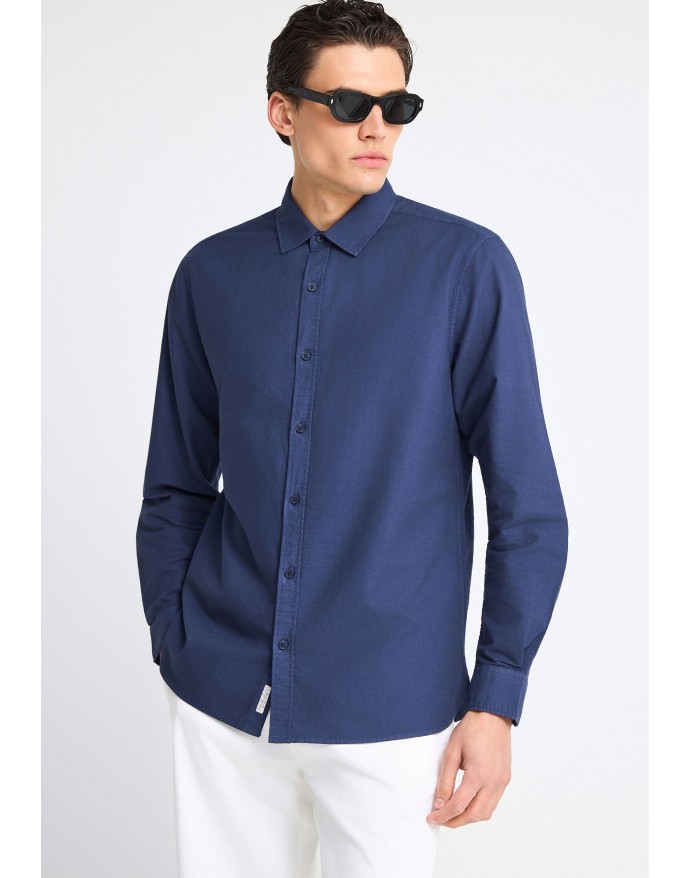 Funky Buddha Ανδρικό Βαμβακερό Πουκάμισο Indigo FBM013-051-05