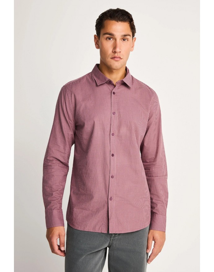 Funky Buddha Ανδρικό πουκάμισο oxford fit με ψιλό καρό Dusty Orchid FBM014-005-05 Funky Buddha Ανδρικό πουκάμισο oxford fit με ψιλό καρό Dusty Orchid FBM014-005-05