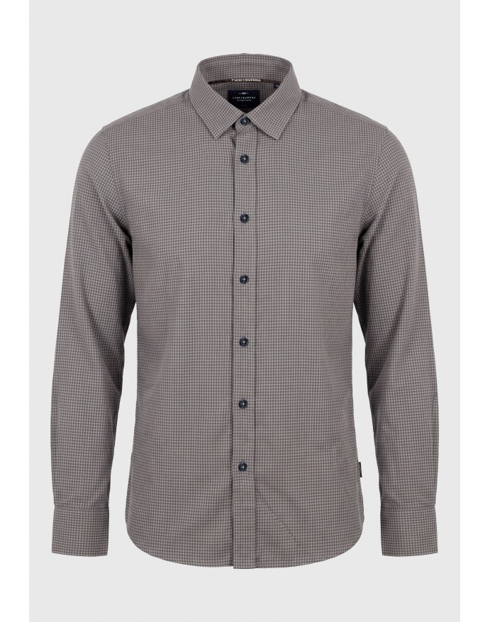 Funky Buddha Ανδρικό πουκάμισο oxford fit με ψιλό καρό Moon Mist FBM014-005-05 Funky Buddha Ανδρικό πουκάμισο oxford fit με ψιλό καρό Moon Mist FBM014-005-05