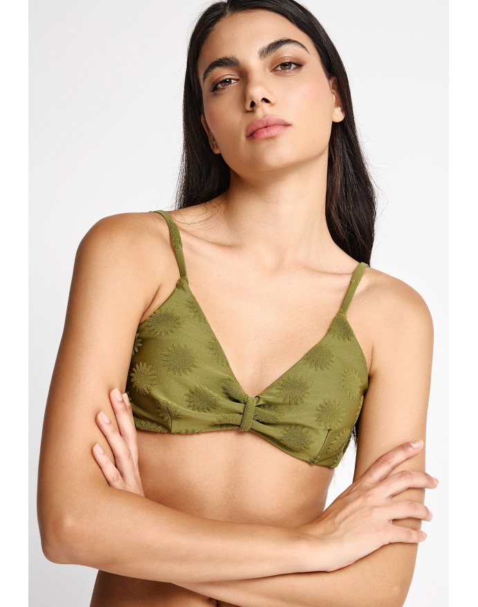 Funky Buddha Bikini Top με πετσετέ pattern Olive FBL013-103-16T