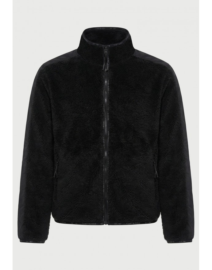 Funky Buddha Γυναικεία Fleece Ζακέτα Relaxed Fit Black FBL014-107-06