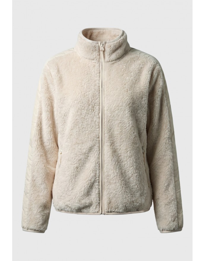 Funky Buddha Γυναικεία Fleece Ζακέτα Relaxed Fit Chalk FBL014-107-06