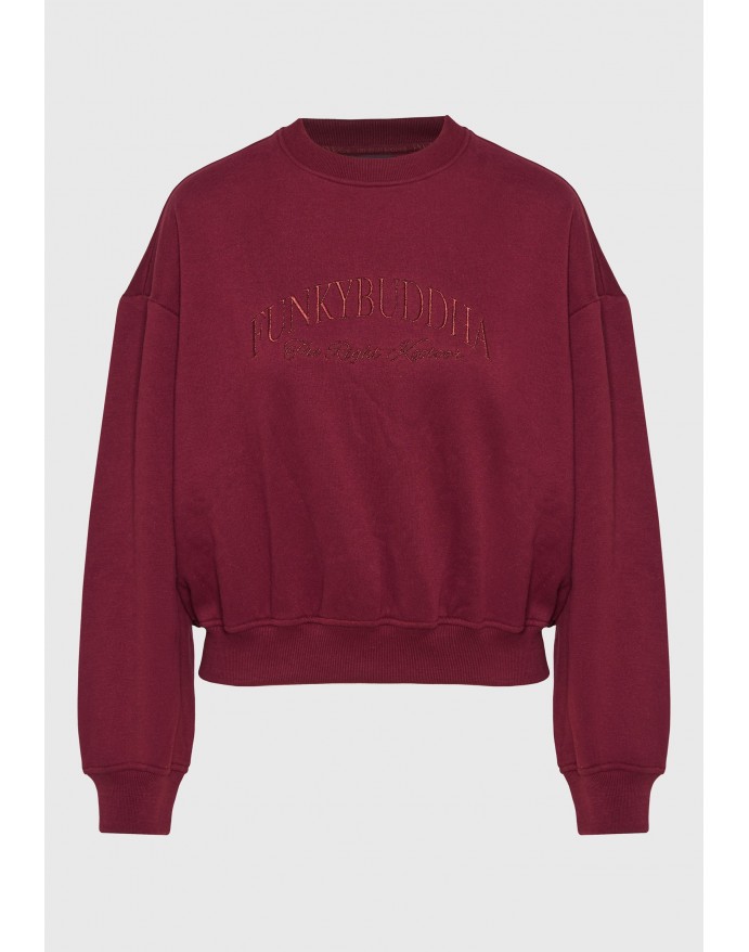 Funky Buddha Γυναικεία loose φούτερ μπλούζα με κεντημένο logo Burgundy FBL014-120-06 Funky Buddha Γυναικεία loose φούτερ μπλούζα με κεντημένο logo Burgundy FBL014-120-06