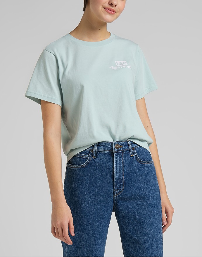 Lee Γυναικείο T-Shirt με γραφικό τύπωμα πίσω Sea Green L42GEPUL