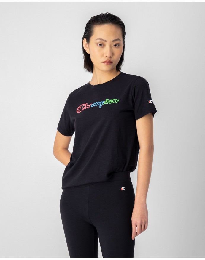 Champion Crewneck T-Shirt Γυναικεία Κοντομάνικη Μπλούζα Black 116193-KK001