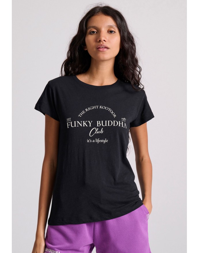 Funky Buddha Γυναικείο T-Shirt με τύπωμα Black FBL009-162-04
