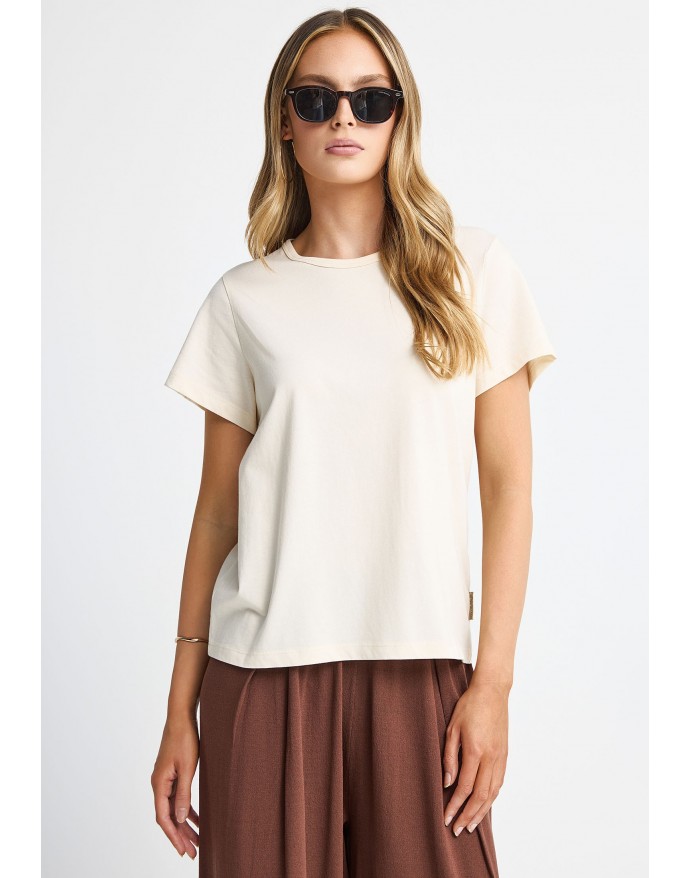 Funky Buddha Γυναικείο T-Shirt από οργανικό βαμβάκι Chalk FBL013-103-04