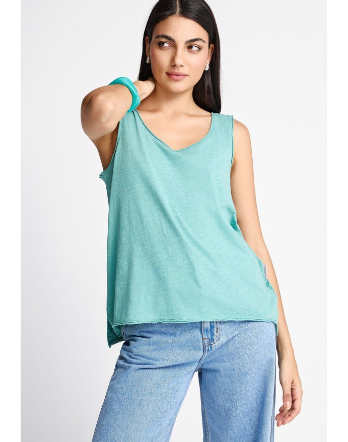 Funky Buddha Γυναικείο Βαμβακερό Tank Top Green Lake FBL013-108-04 Funky Buddha Γυναικείο Βαμβακερό Tank Top Green Lake FBL013-108-04