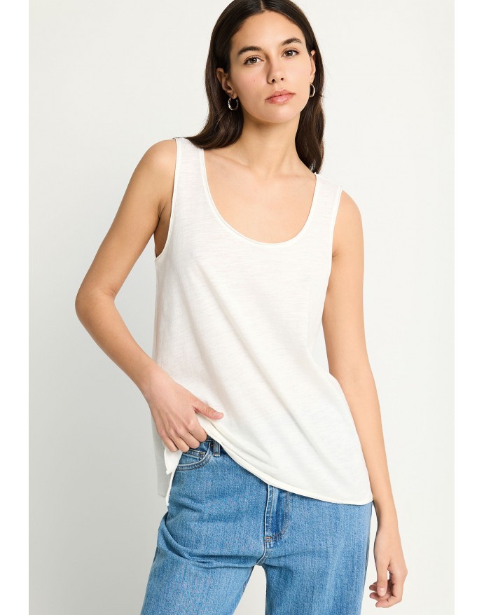 Funky Buddha Γυναικείο Βαμβακερό Tank Top Off White FBL013-108-04