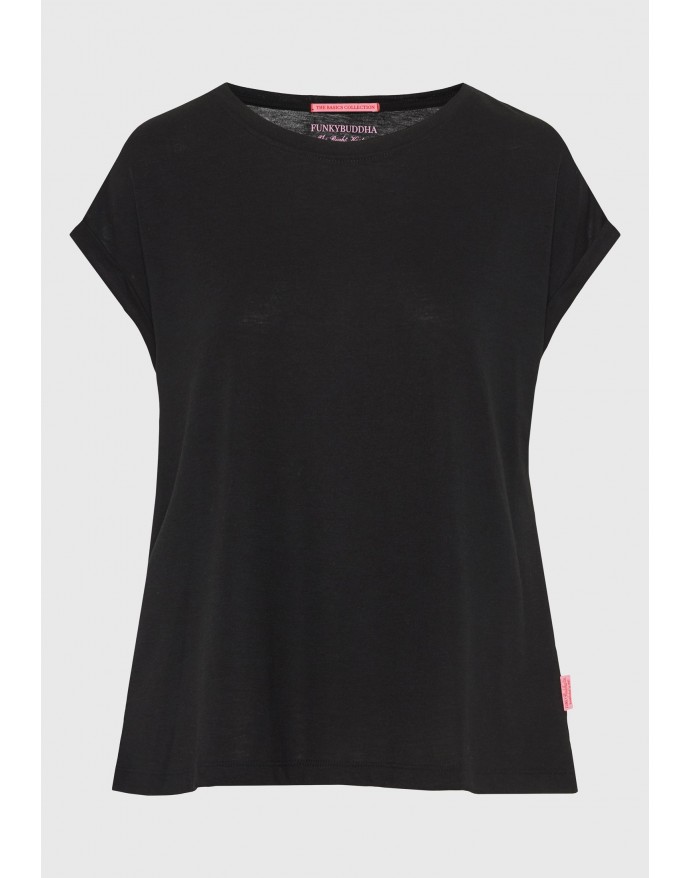 Funky Buddha Γυναικείο T-Shirt με στρογγυλή λαιμόκοψη Black FBL013-114-04