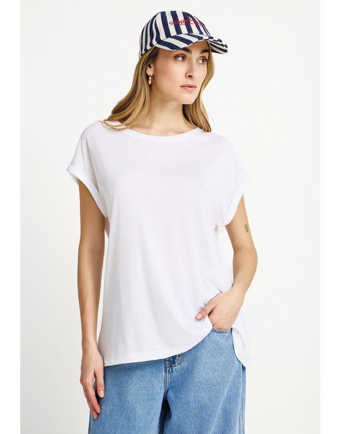 Funky Buddha Γυναικείο T-Shirt με στρογγυλή λαιμόκοψη White FBL013-114-04