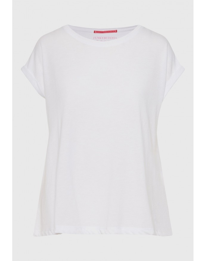 Funky Buddha Γυναικείο T-Shirt με στρογγυλή λαιμόκοψη White FBL013-114-04 Funky Buddha Γυναικείο T-Shirt με στρογγυλή λαιμόκοψη White FBL013-114-04