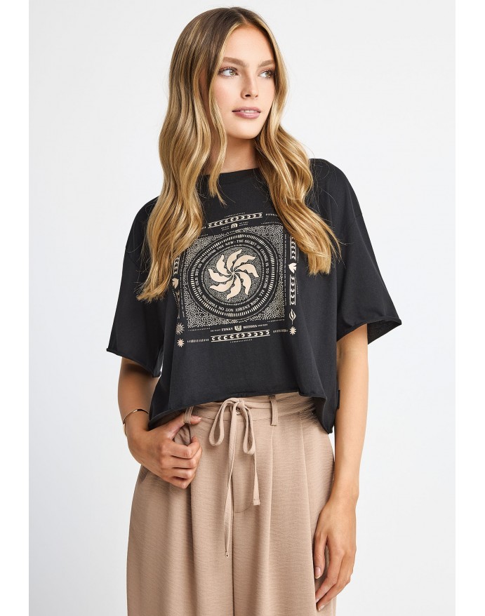 Funky Buddha Γυναικείο Loose Fit T-Shirt με τύπωμα Black FBL013-120-04 Funky Buddha Γυναικείο Loose Fit T-Shirt με τύπωμα Black FBL013-120-04
