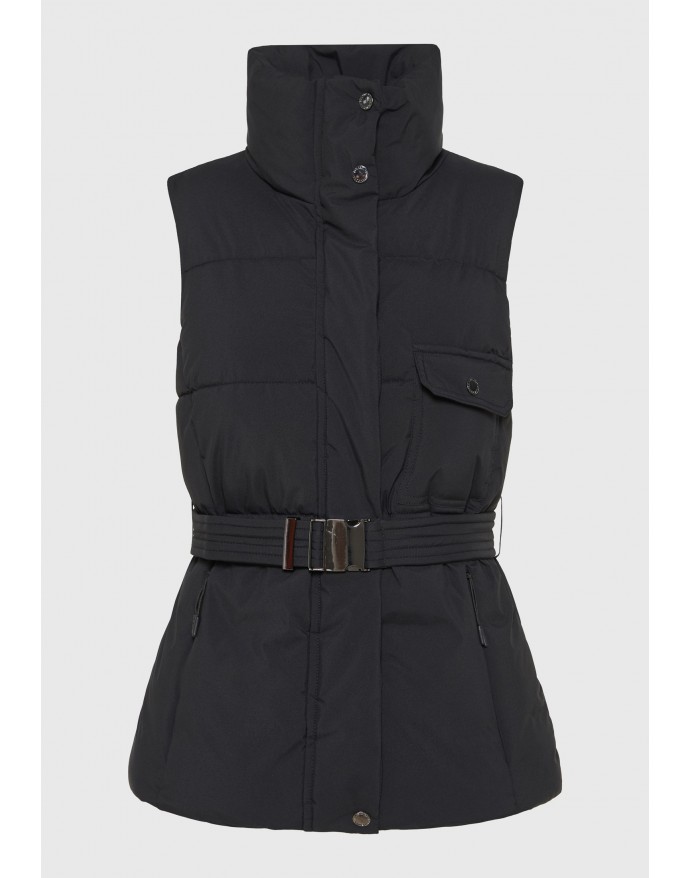 Funky Buddha Γυναικείο αμάνικο μπουφάν με ζώνη Black FBL014-102-01 Funky Buddha Γυναικείο αμάνικο μπουφάν με ζώνη Black FBL014-102-01