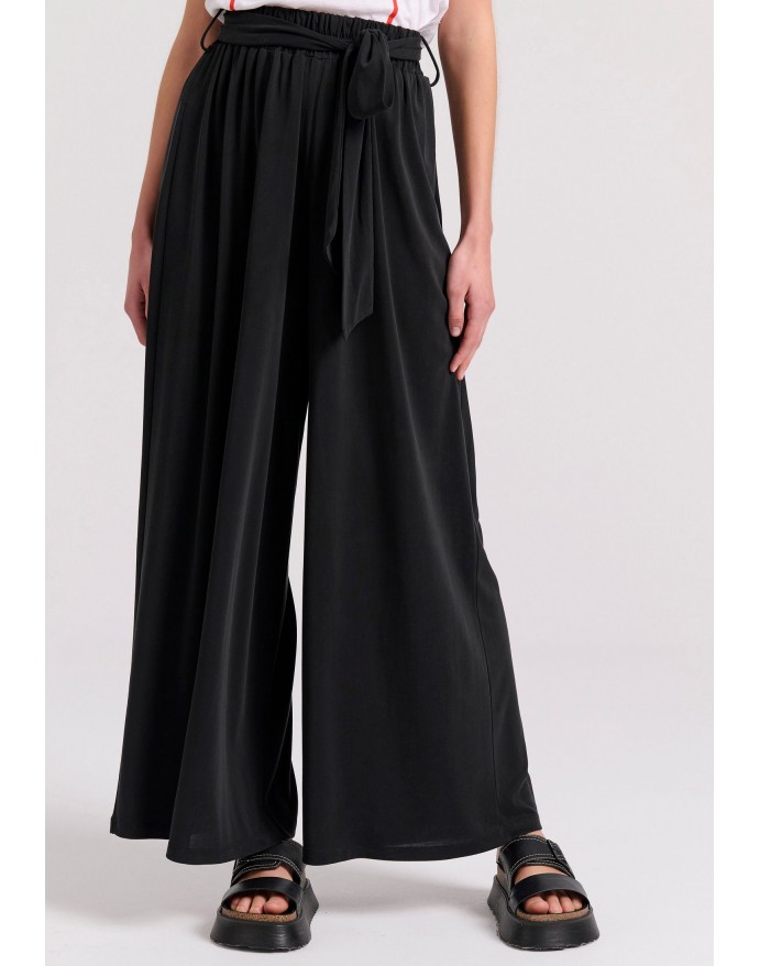 Funky Buddha Γυναικεία Loose Fit Παντελόνα με ελαστική μέση και ζώνη Black FBL009-105-02