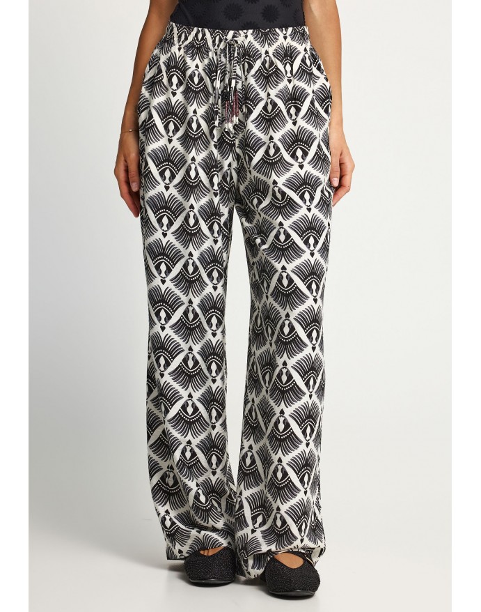 Funky Buddha Γυναικεία Wide Leg Παντελόνα Black FBL013-103-02 Funky Buddha Γυναικεία Wide Leg Παντελόνα Black FBL013-103-02