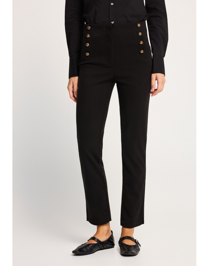 Funky Buddha Γυναικείο tailored παντελόνι σε στιλ sailor Black FBL014-120-02